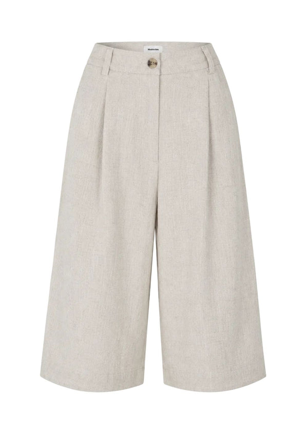 Galemd linen long shorts - Beige Melange-Shorts-Modström-Butler Loftet