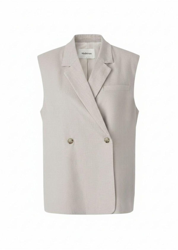 Galemd linen vest - Beige Melange-Blazers-Modström-Butler Loftet