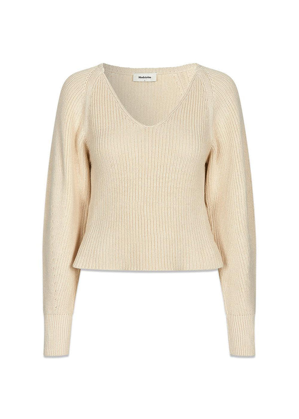 GalenMD short v-neck - Summer Sand-Knitwear-Modström-Butler Loftet