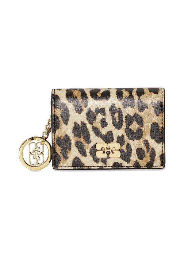 Ganni Bou Card Holder With Flap Print - Leopard-Wallet/Purse-Ganni-Butler Loftet