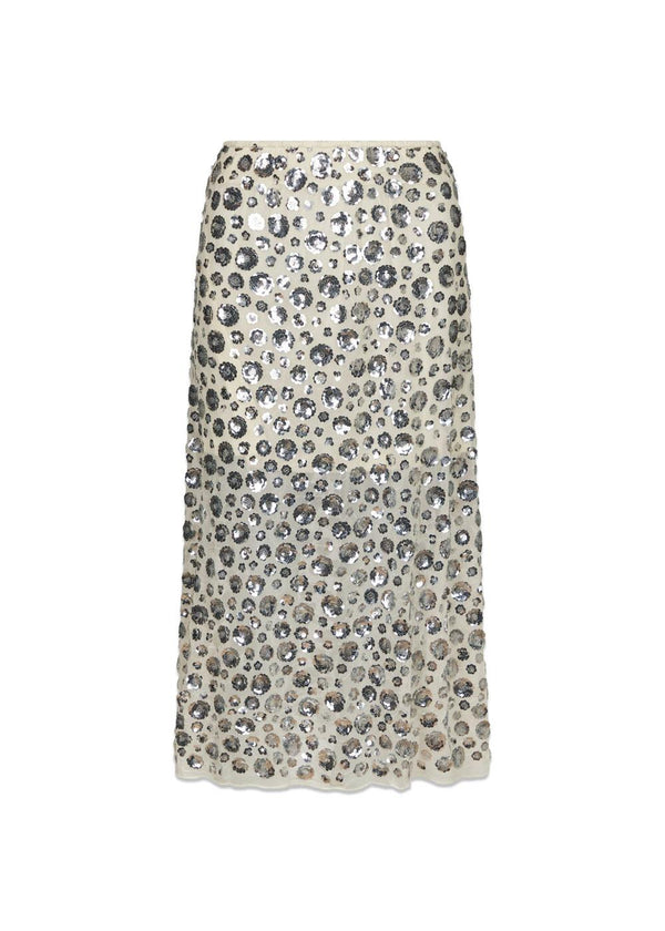Gilla Flower Sequins Skirt - Cream-Skirt-Neo Noir-Butler Loftet