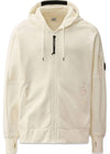 HOODED OPEN DIAGONAL RAISED FLEECE - White-Hoodies-C.P. Company-Butler Loftet
