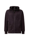 HOODED OPEN DIAGONAL RAISED FLEECE - Black-Hoodies-C.P. Company-Butler Loftet