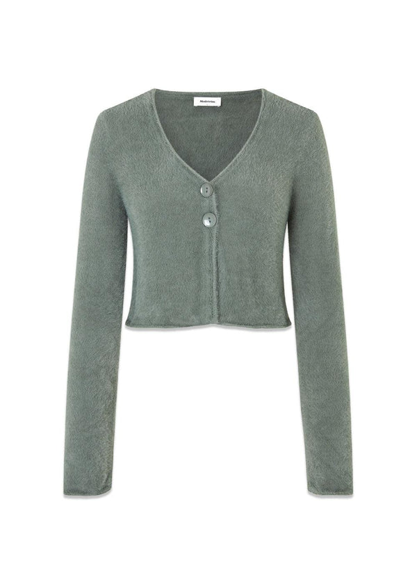 Modströms HamptonMD cardigan - Soft Moss. Køb strik her.