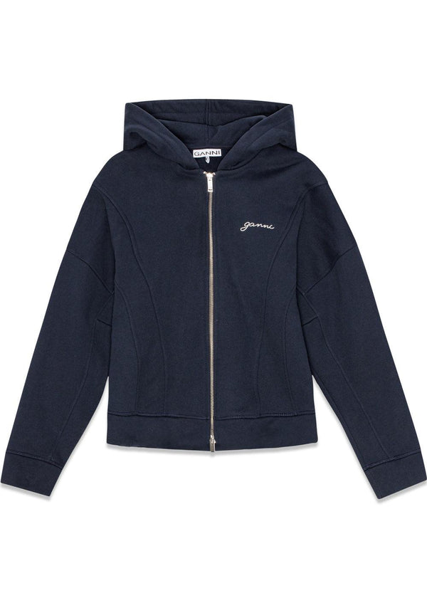 Heavy Fleece Zip Hoodie - Sky Captain-Sweatshirts-Ganni-Butler Loftet
