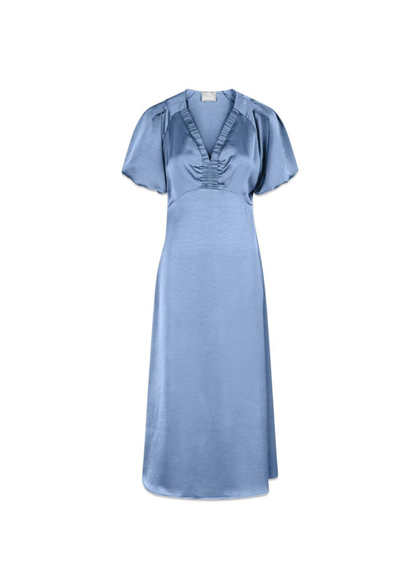 Illana Heavy Sateen Dress - Smoke Blue-Dress-Neo Noir-Butler Loftet