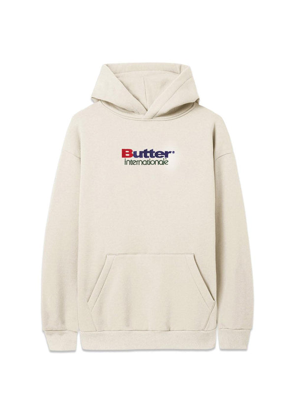 Butter Goods' Internationale Embroidered Pullover - Cream. Køb sweatshirts her.