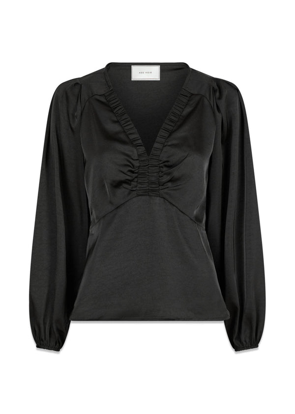 Istana Heavy Sateen Blouse - Black-Blouses-Neo Noir-Butler Loftet