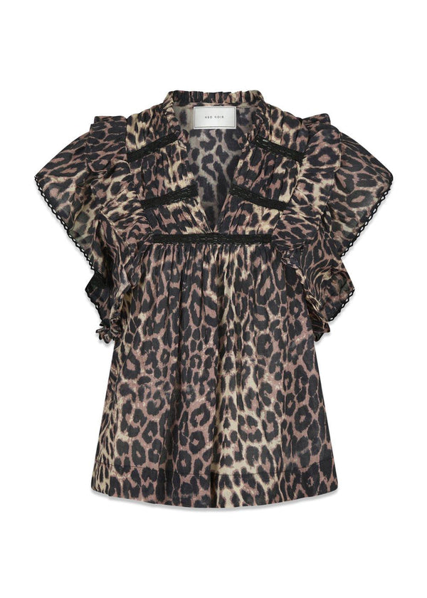 Jayla Leo Voile Top - Leopard-Top-Neo Noir-Butler Loftet