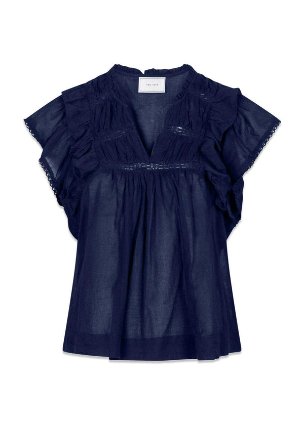 Jayla S Voile Top - Navy-Top-Neo Noir-Butler Loftet