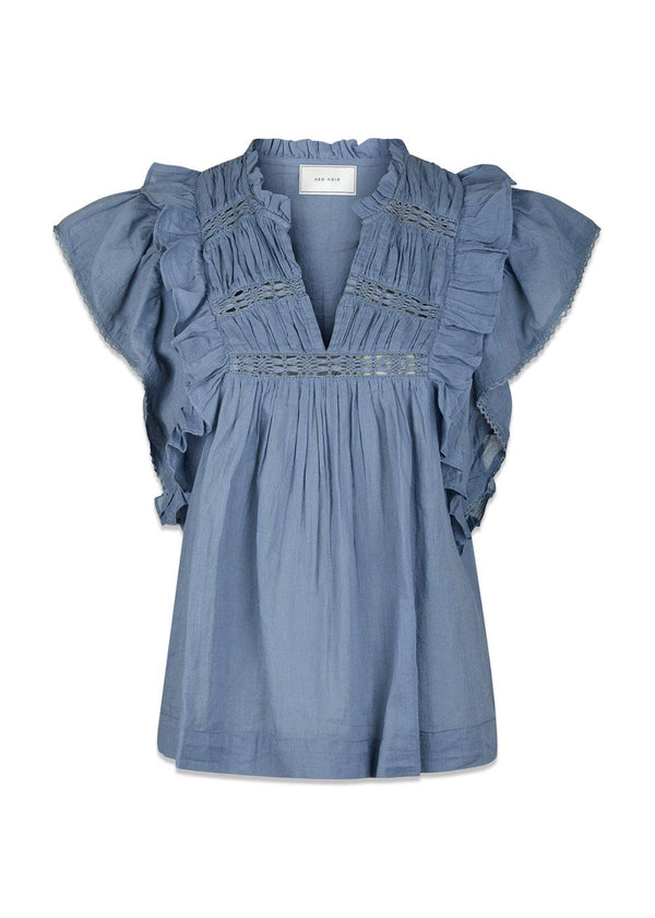 Jayla S Voile Top - Smoke Blue-Top-Neo Noir-Butler Loftet