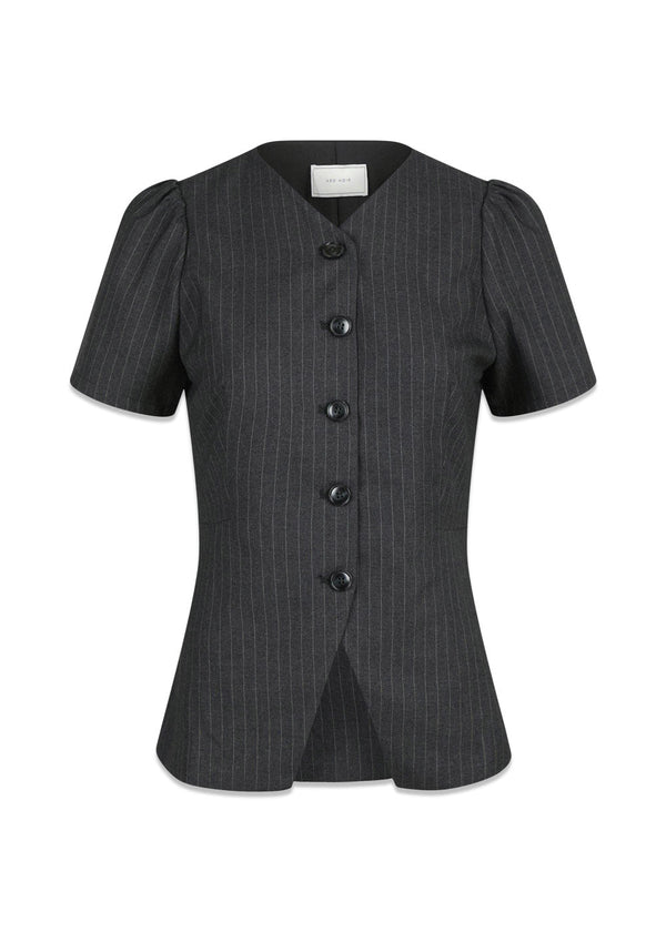 Jules Pinstripe Blouse - Antracit-Blouses-Neo Noir-Butler Loftet