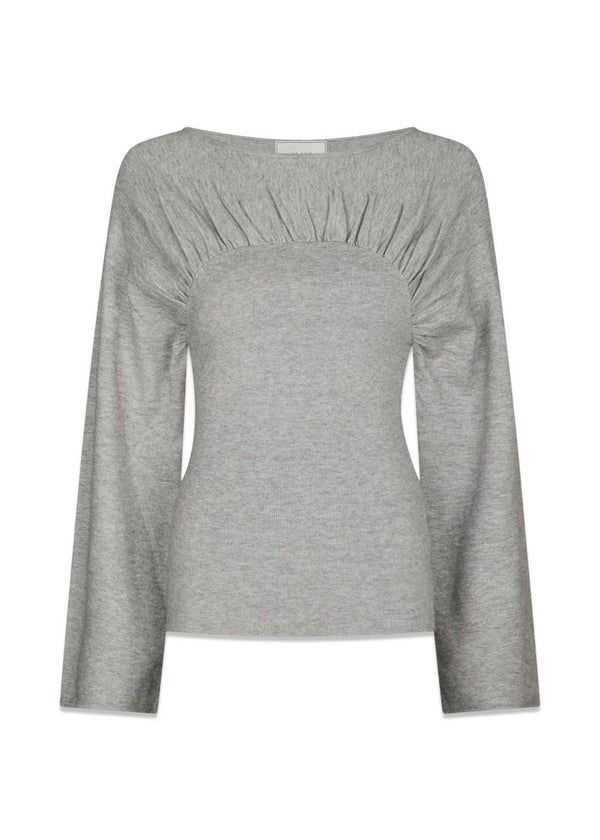 Kaiba Knit Blouse - Light Gray Melange-Knitwear-Neo Noir-Butler Loftet