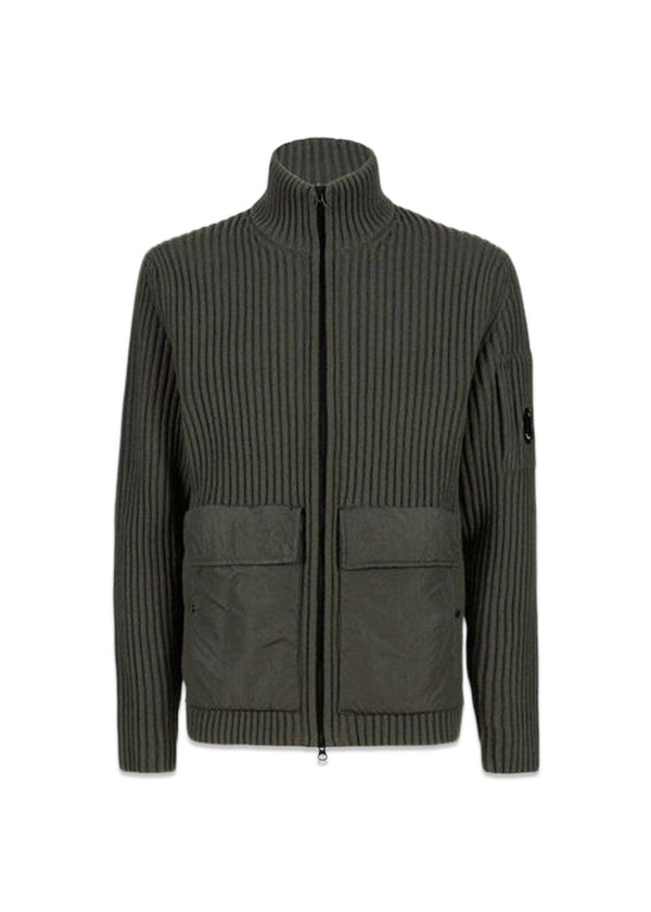 Knitwear Cardigan Lambswool - Olive Knight-Knitwear-C.P. Company-Butler Loftet