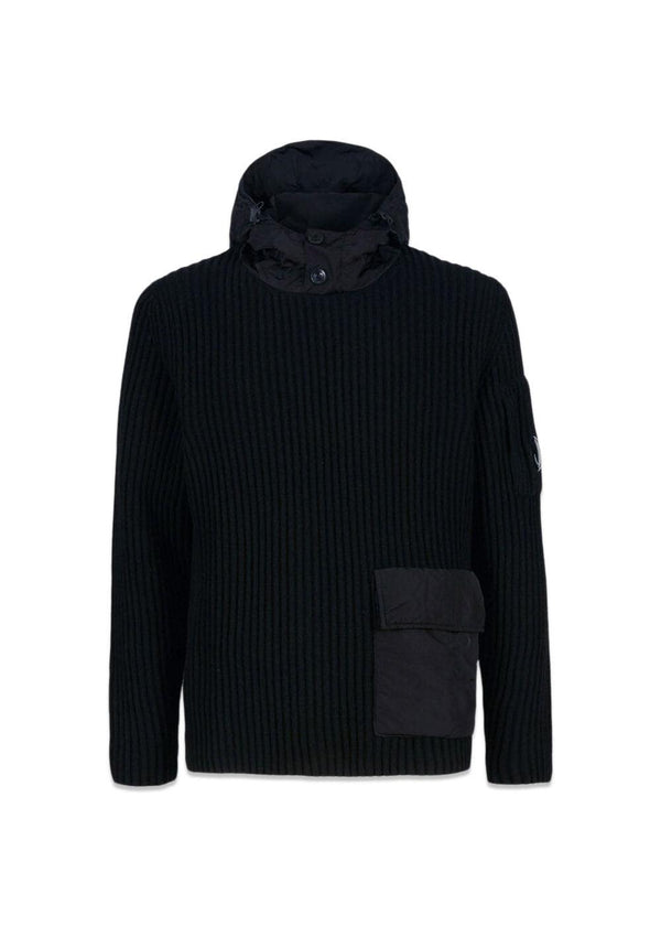 Knitwear Hooded Lambswool - Black-Knitwear-C.P. Company-Butler Loftet