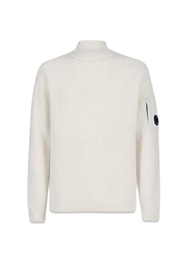 Knitwear - Turtle Neck Lambwool - Gauze White-Knitwear-C.P. Company-Butler Loftet