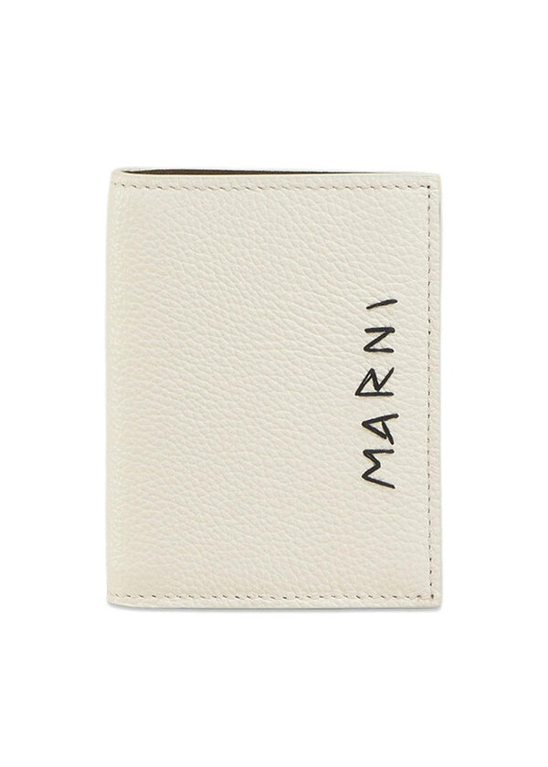 LEATHER BIFOLD WALLET WITH MARNI MENDING - White/Brown-Wallet/Purse-Marni-Butler Loftet