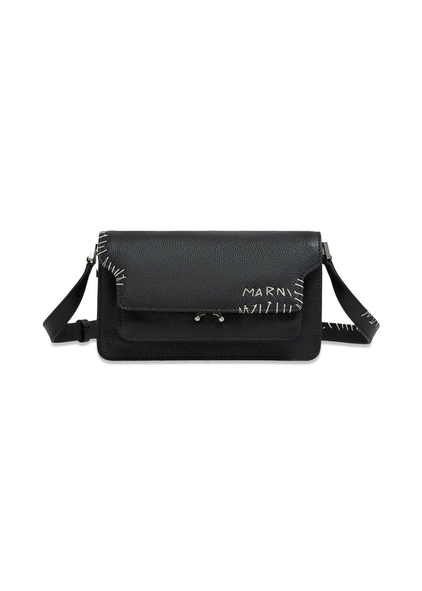 LEATHER SHOULDER BAG WITH MARNI MENDING - Black-Bags-Marni-Butler Loftet
