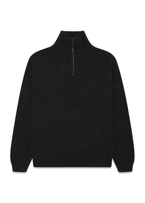 Lass Wool Half-Zip - Black-Knitwear-Woodbird-Butler Loftet