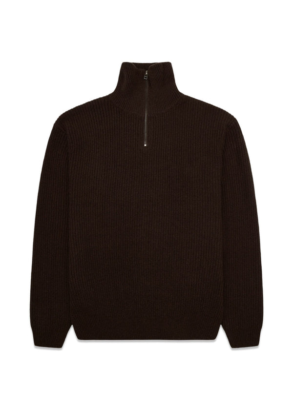 Lass Wool Half-Zip - Brown-Knitwear-Woodbird-Butler Loftet