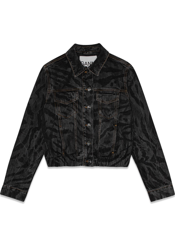 Lazer Denim Bomber Jacket - Black-Outerwear-Ganni-Butler Loftet