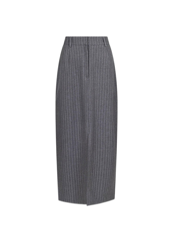 Leland Pinstripe Skirt - Grey Melange-Skirts-Neo Noir-Butler Loftet