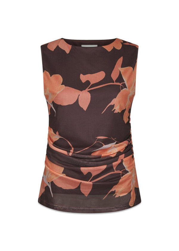 Liblana Flower Mesh Top - Brown-Top-Neo Noir-Butler Loftet