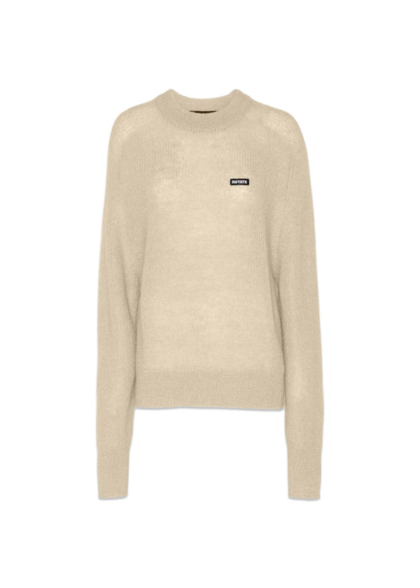 Light Knit Logo Sweater - Egret-Knitwear-Rotate-Butler Loftet