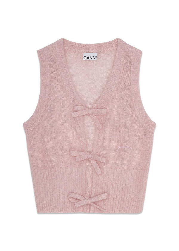 Light Mohair Tie String Vest - Lilac Sachet-Top-Ganni-Butler Loftet
