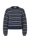 LineusMD stripe o-neck - Navy Sky Soft White Stripe-Knitwear-Modström-Butler Loftet