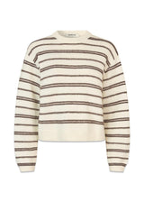 LineusMD stripe o-neck - Soft White Cedar Stripe-Knitwear-Modström-Butler Loftet