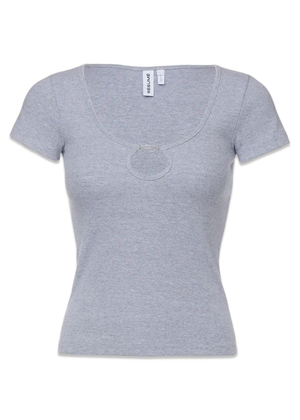 LucyRS tee - Gray Melange-T-shirts-RESUMÉ-Butler Loftet