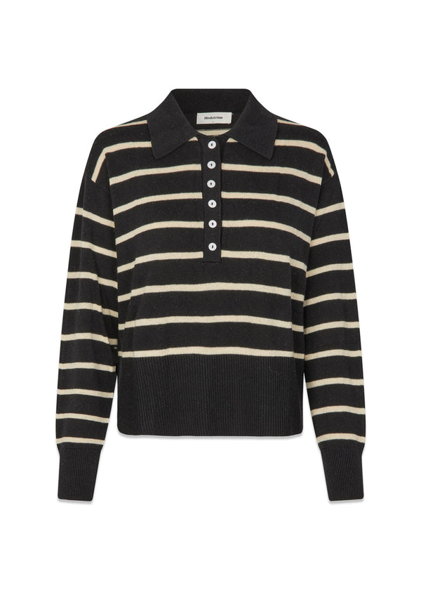 MalvaMD stripe polo - Black Summersand Stripe-Knitwear-Modström-Butler Loftet
