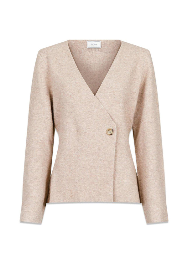 Marie Louise Knit Cardigan - Sand Melange-Knitwear-Neo Noir-Butler Loftet
