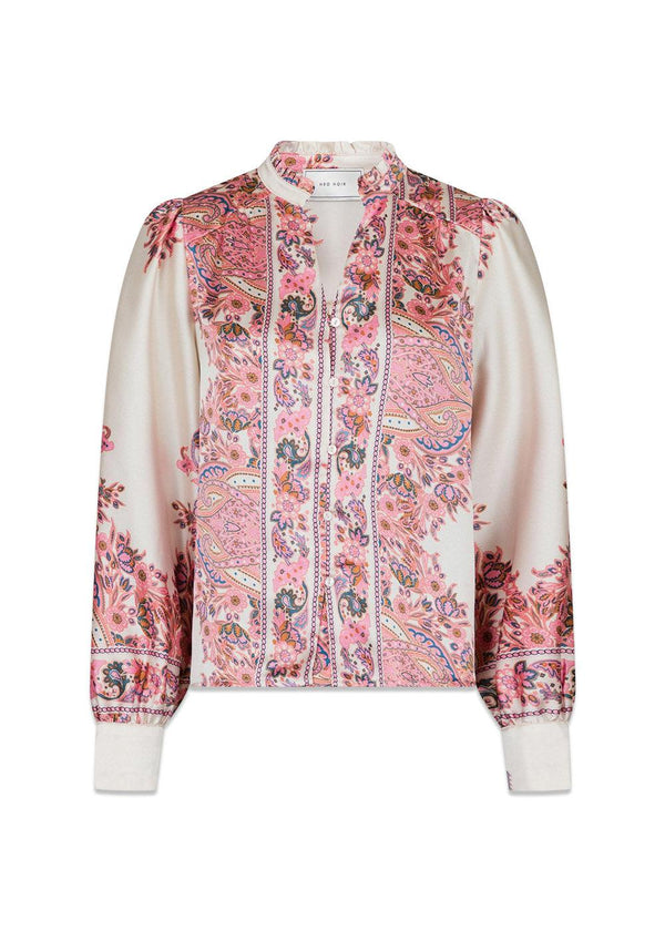 Massima Paisley Border Blouse - Light Pink-Blouses-Neo Noir-Butler Loftet