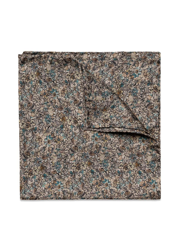 Melangé Floral Silk Pocket Square - Beige Pinto-Accessories-Eton-Butler Loftet