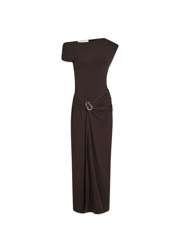 Minja Drapy Dress - Chocolate Brown-Dress-Neo Noir-Butler Loftet