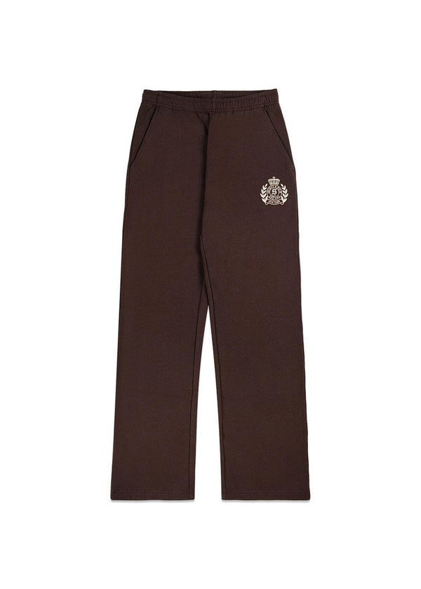 NEW Crest Embroidered Wide Sweatpants - Chocolate-Sweatpants-Sporty & Rich-Butler Loftet