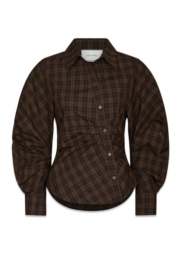 Neoella Check Shirt - Dark Brown-Shirts-Neo Noir-Butler Loftet