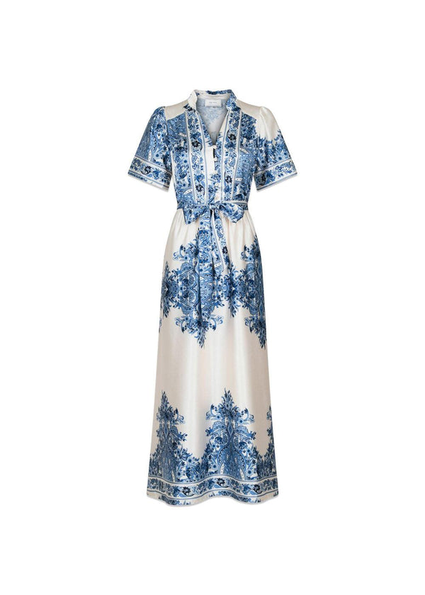 Noelle Paisley Border Dress - Bright Blue-Dress-Neo Noir-Butler Loftet