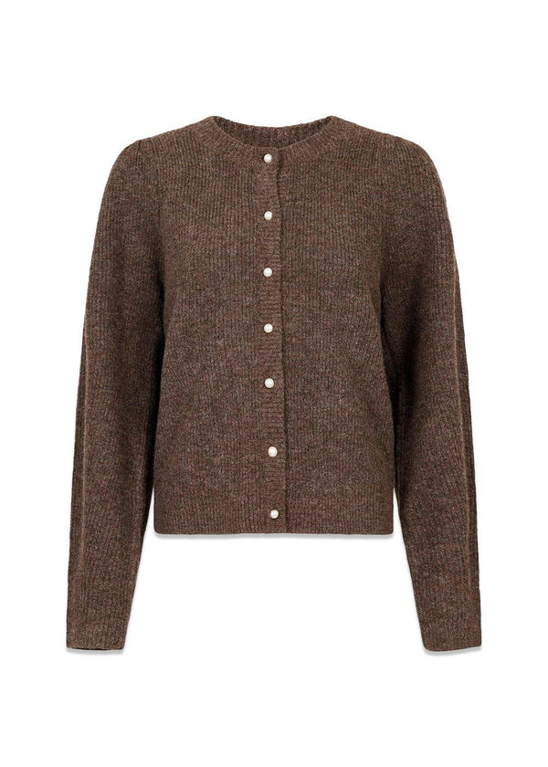 Nuna Knit Cardigan - Brown Melange-Knitwear-Neo Noir-Butler Loftet