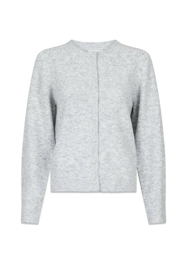 Nuna Knit Cardigan - Light Grey Melange-Knitwear-Neo Noir-Butler Loftet