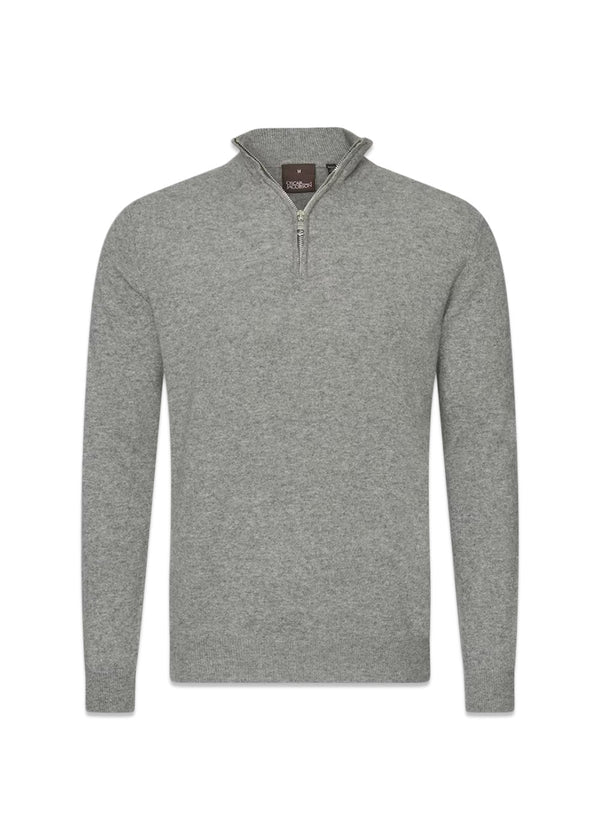 Patton Half Zip - Gray Melange-Knitwear-Oscar Jacobson-Butler Loftet