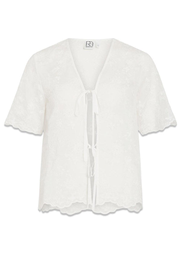ROUKAIA 2/4 V-NECK TOP - Cloud Dancer-Blouses-ROUGE EDIT-Butler Loftet