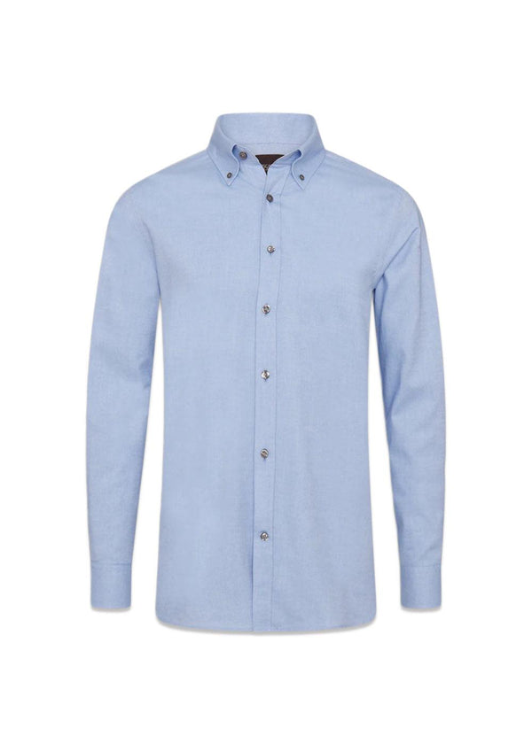 Reg Fit BD Brushed Flannel - Blue-Shirts-Oscar Jacobson-Butler Loftet