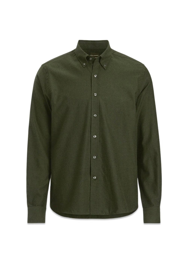 Reg Fit BD Brushed Flannel - Rosciola Green-Shirts-Oscar Jacobson-Butler Loftet