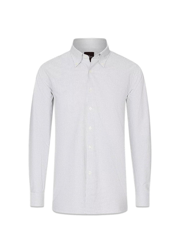 Reg Fit Button Down Casual Stripe Oxford - Pistachio Green-Shirts-Oscar Jacobson-Butler Loftet
