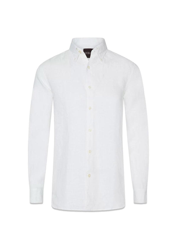Regular Fit Signature Linen - Optical White-Shirts-Oscar Jacobson-Butler Loftet