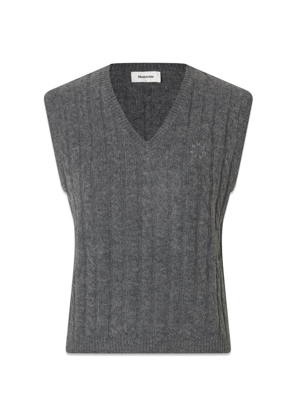 Risemd vest - Dark Gray Melange-Knitwear-Modström-Butler Loftet