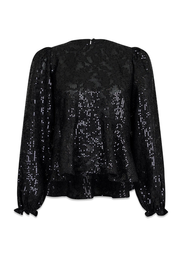 Rizzo Sequins Blouse - Black-Blouses-Neo Noir-Butler Loftet
